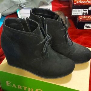 Black wedge booties, Size 7